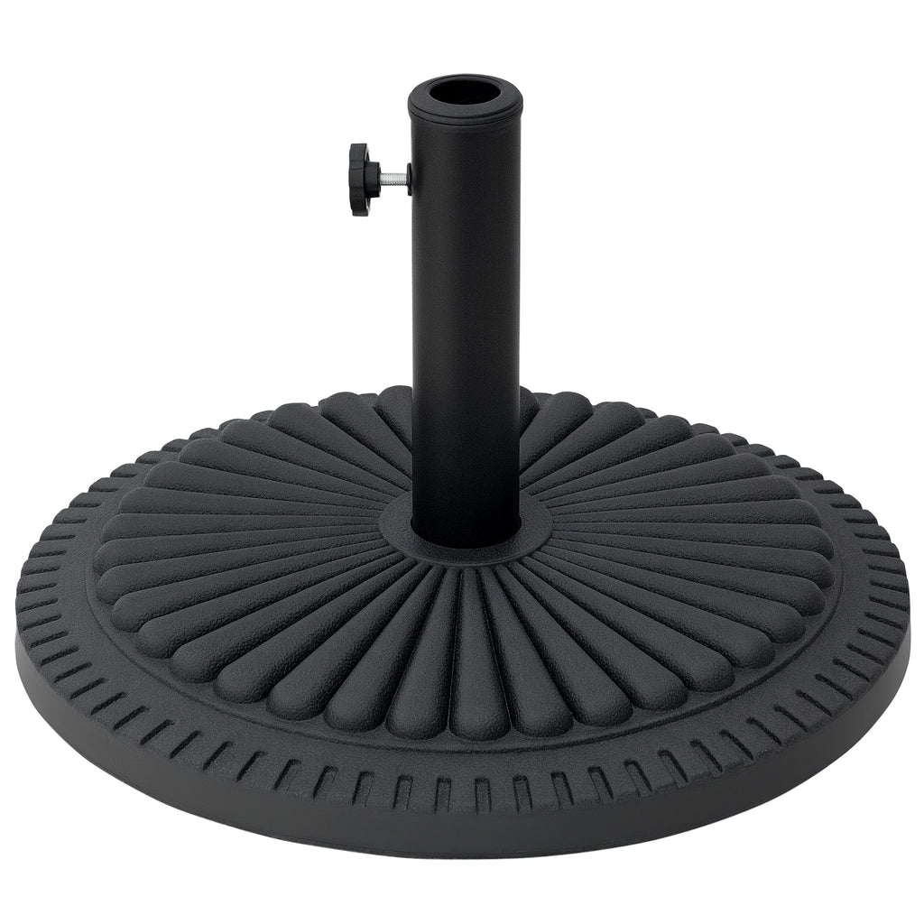 14kg Round Cement Parasol Base Umbrella Weight Stand Holder Fits Φ35mm,Φ38mm,Φ48mm Pole for Patio Outdoor Garden - Black