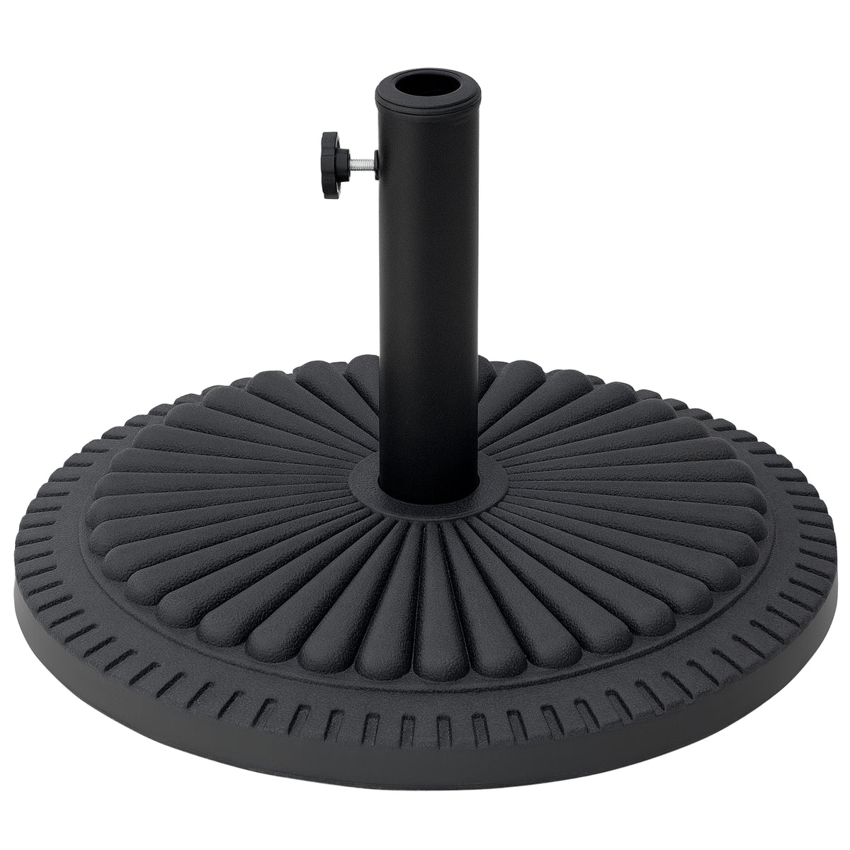 14kg Round Cement Parasol Base Umbrella Weight Stand Holder Fits Φ35mm,Φ38mm,Φ48mm Pole for Patio Outdoor Garden - Black