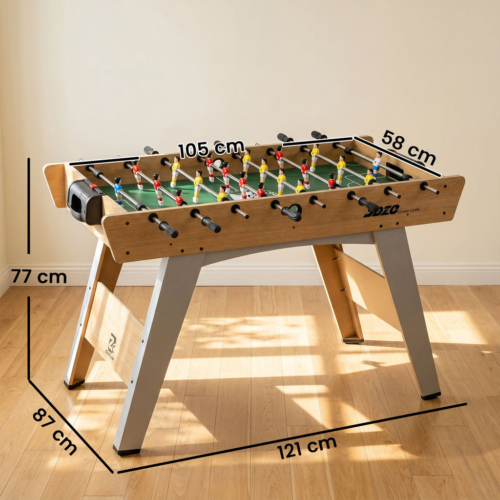 4ft Table Football, Foosball Game Table with 22 Players, 2 Balls and Manual Scorers for Family, Natural Wood Finish