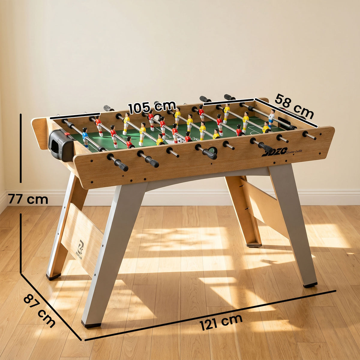 4ft Table Football, Foosball Game Table with 22 Players, 2 Balls and Manual Scorers for Family, Natural Wood Finish