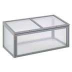  Frühbeet Holz und Polycarbonat Treibhaus 90 x 46 x 40 cm Gewächshaus mit Abdeckung wetterfest Frühbeetkasten für Garten Pflanzenbeet Grau