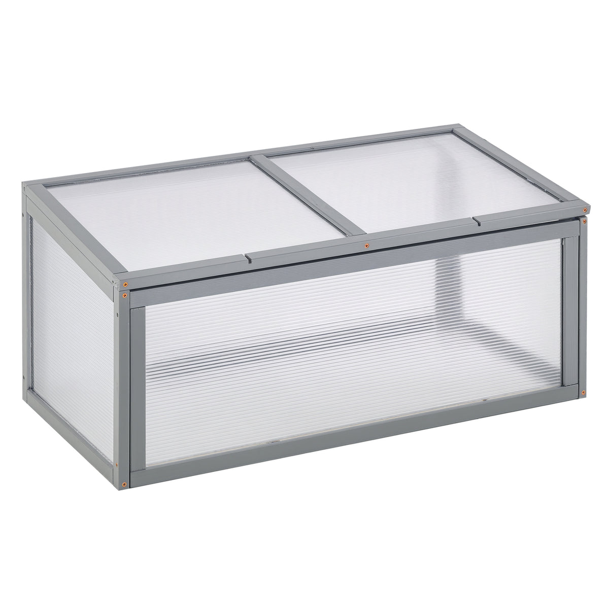  Frühbeet Holz und Polycarbonat Treibhaus 90 x 46 x 40 cm Gewächshaus mit Abdeckung wetterfest Frühbeetkasten für Garten Pflanzenbeet Grau