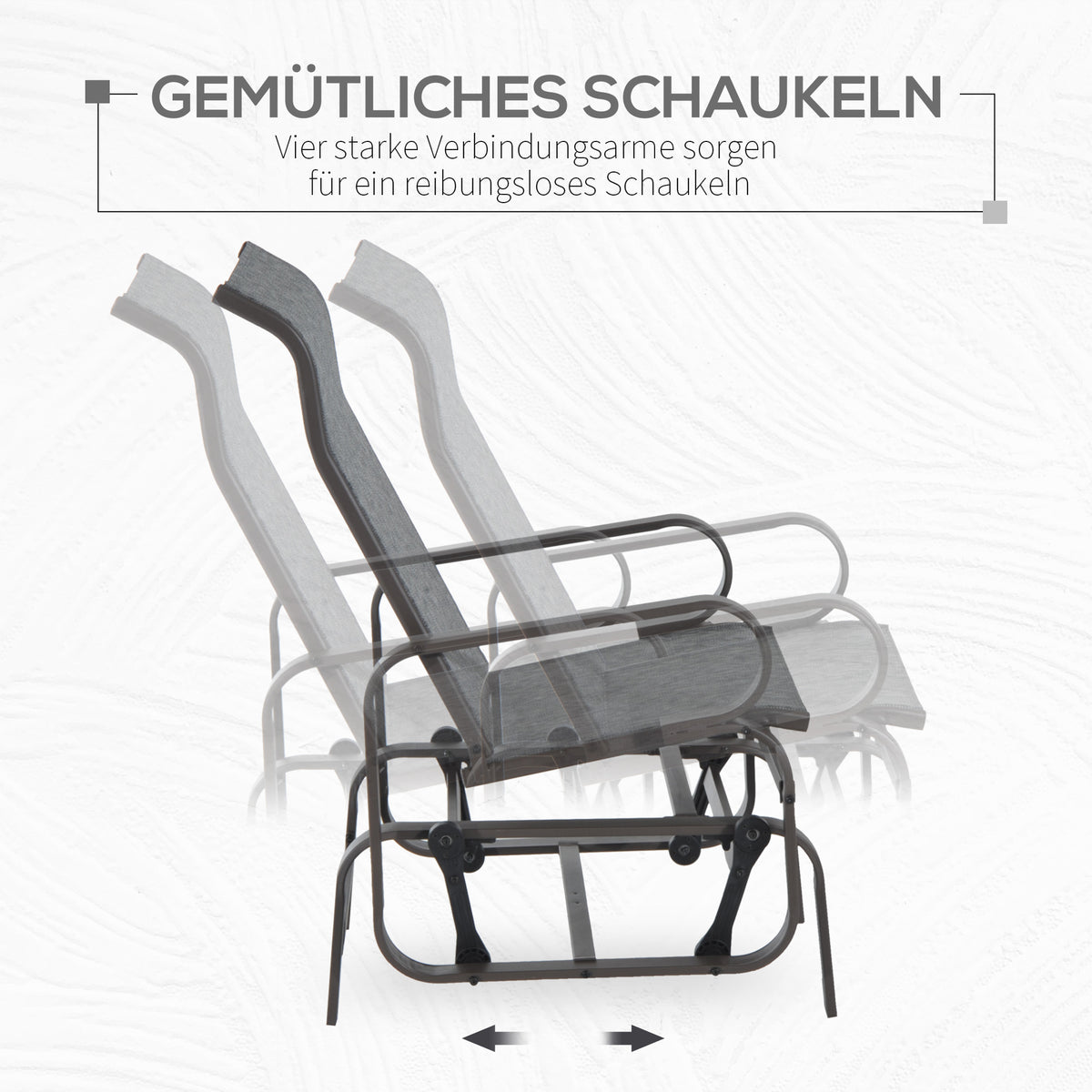  Schaukelstuhl Garten Gartenstuhl Relaxstuhl Gartenschaukel Garten Metall Schaukel Stuhl für Garten Terrasse Balkon Texteline Grau+Braun 60 x 78 x 105 cm