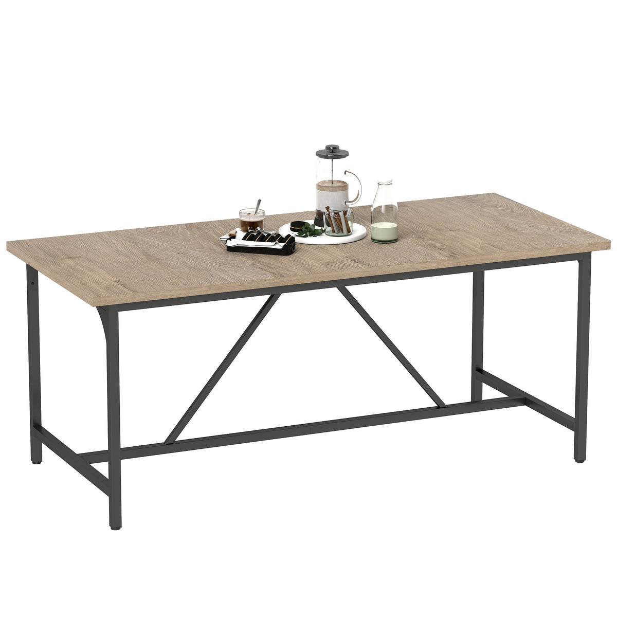 Esstisch für 6-8 Personen Moderner Rechteckiger Küchentisch mit Holzoptik, 180 x 80 x 75,5 cm, Natur