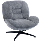 Sessel Wohnzimmer Drehbar Loungesessel mit Breiter Sitzfläche, Integrierter Armlehne, Chenille-Optik, Dunkelgrau
