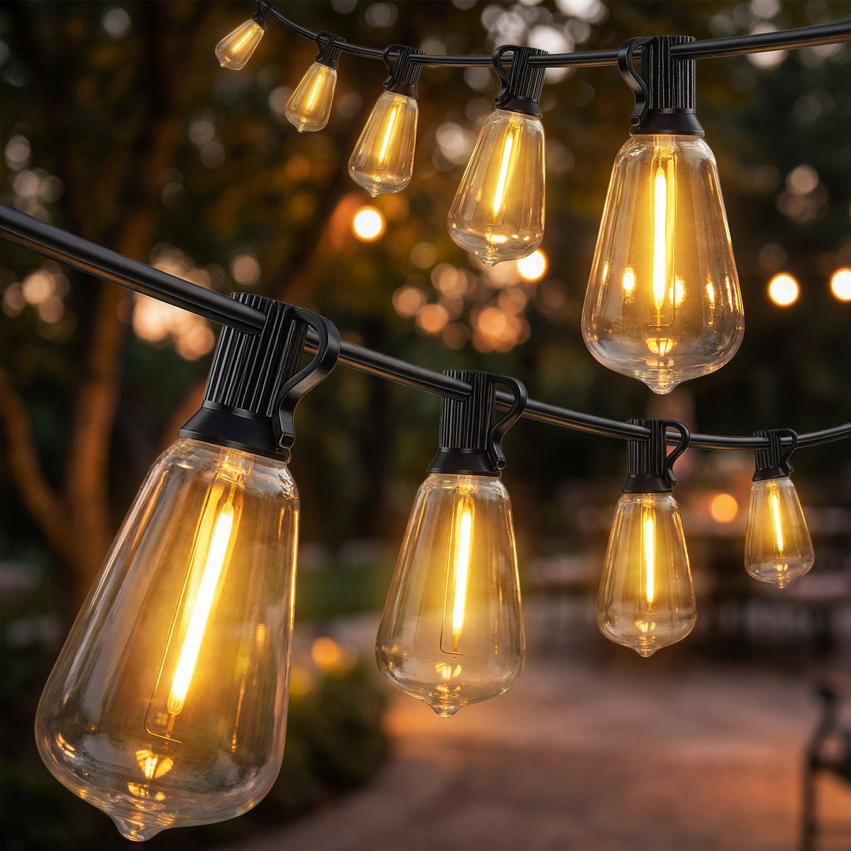 50 LED Vorhanglichter, 18 m verbindbare Lichterkette, IP44 spritzwassergeschützt, Innen- und Außendekoration