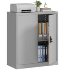 Aktenschrank Stahlschrank Mehrzweckschrank mit verstellbarem Regal und Schloss für Arbeitszimmer Wohnzimmer Grau