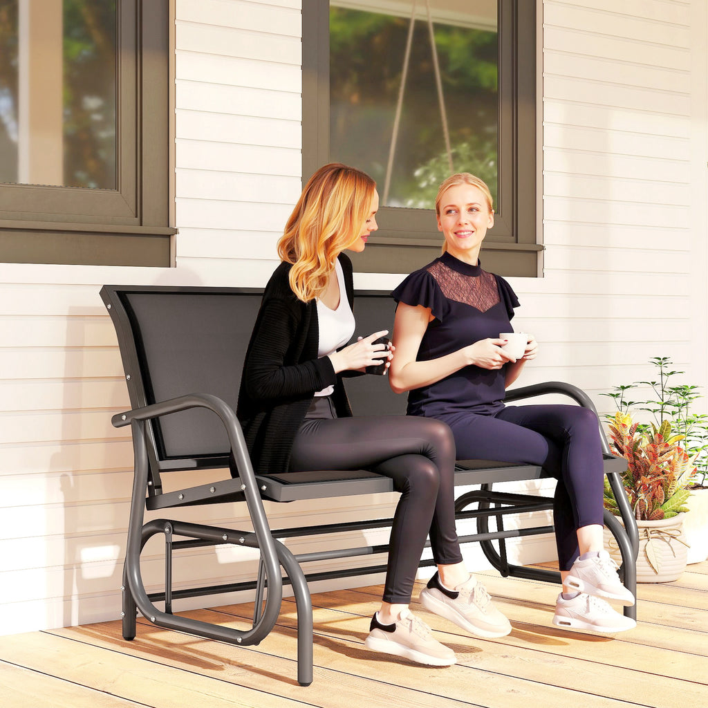 -Sitzer Schaukelstuhl Gartenbank mit Schaukelmechanismus bis 200 kg belastbar 120 x 70 x 85 cm Schwarz