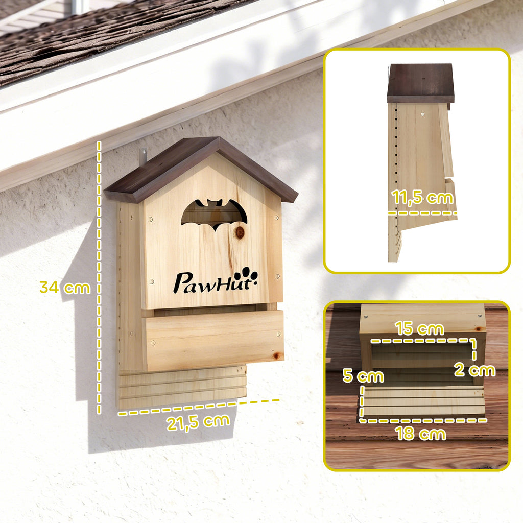 Fledermauskasten 3er Set aus Tannenholz Fledermaushaus für Fledermäuse zum Aufhängen für Gärten, 21,5 x 11,5 x 34 cm