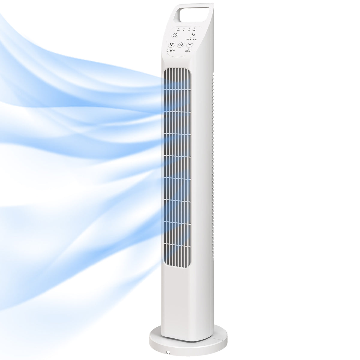 Turmventilator mit Fernbedienung, 7,5-Stunden-Timer, leiser Ventilator für Schlafzimmer, Weiß