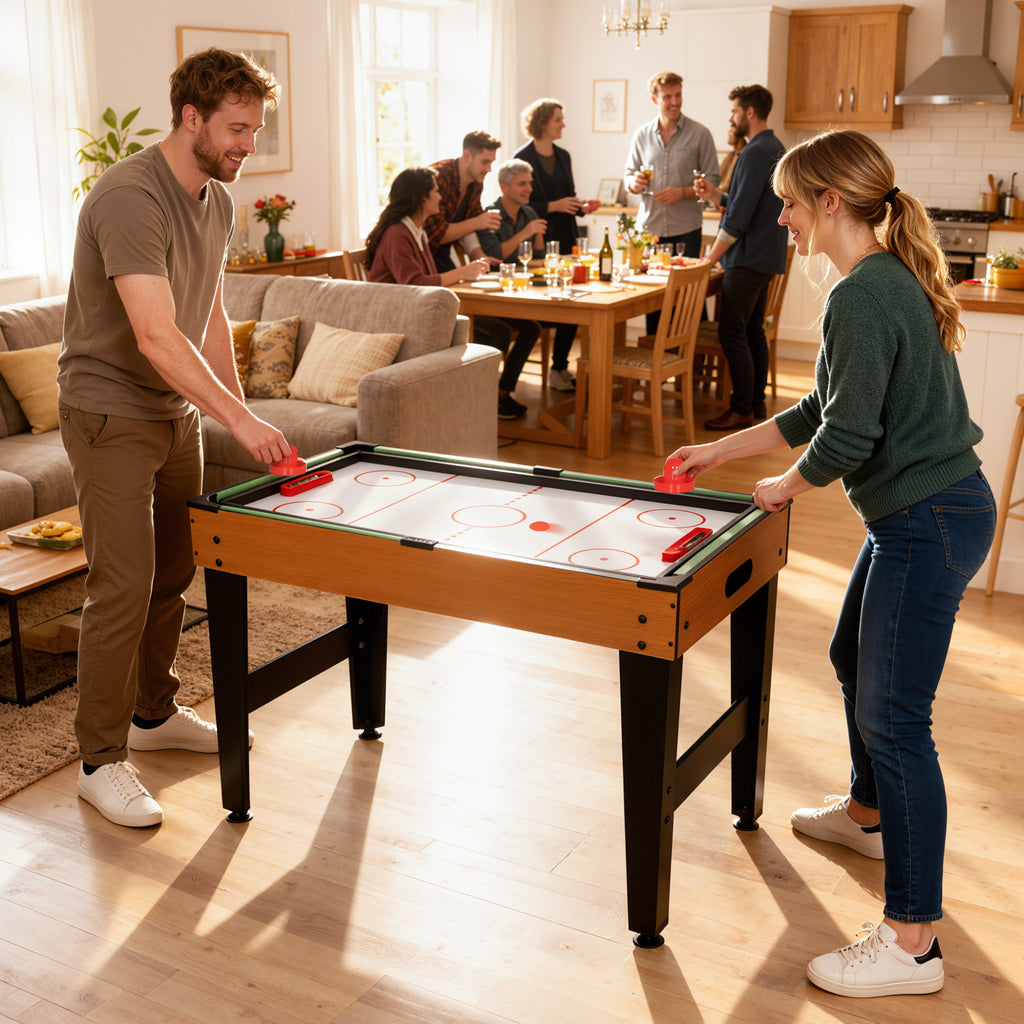 5-in-1 Multispiel-Tisch, 53 Zubehör-Teile, Tischfußball, Tischhockey , Tischtennis, Billard, Basketball, Walnuss