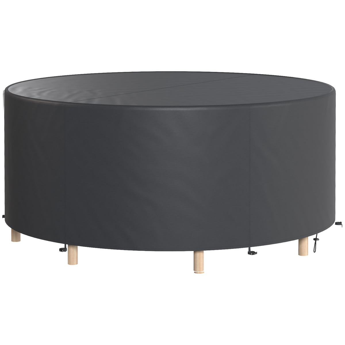 Round Garden Furniture Cover, Waterproof Garden Table Cover, 420D Heavy Duty Oxford for Outdoor, Dia.214 x 70 cm, Black