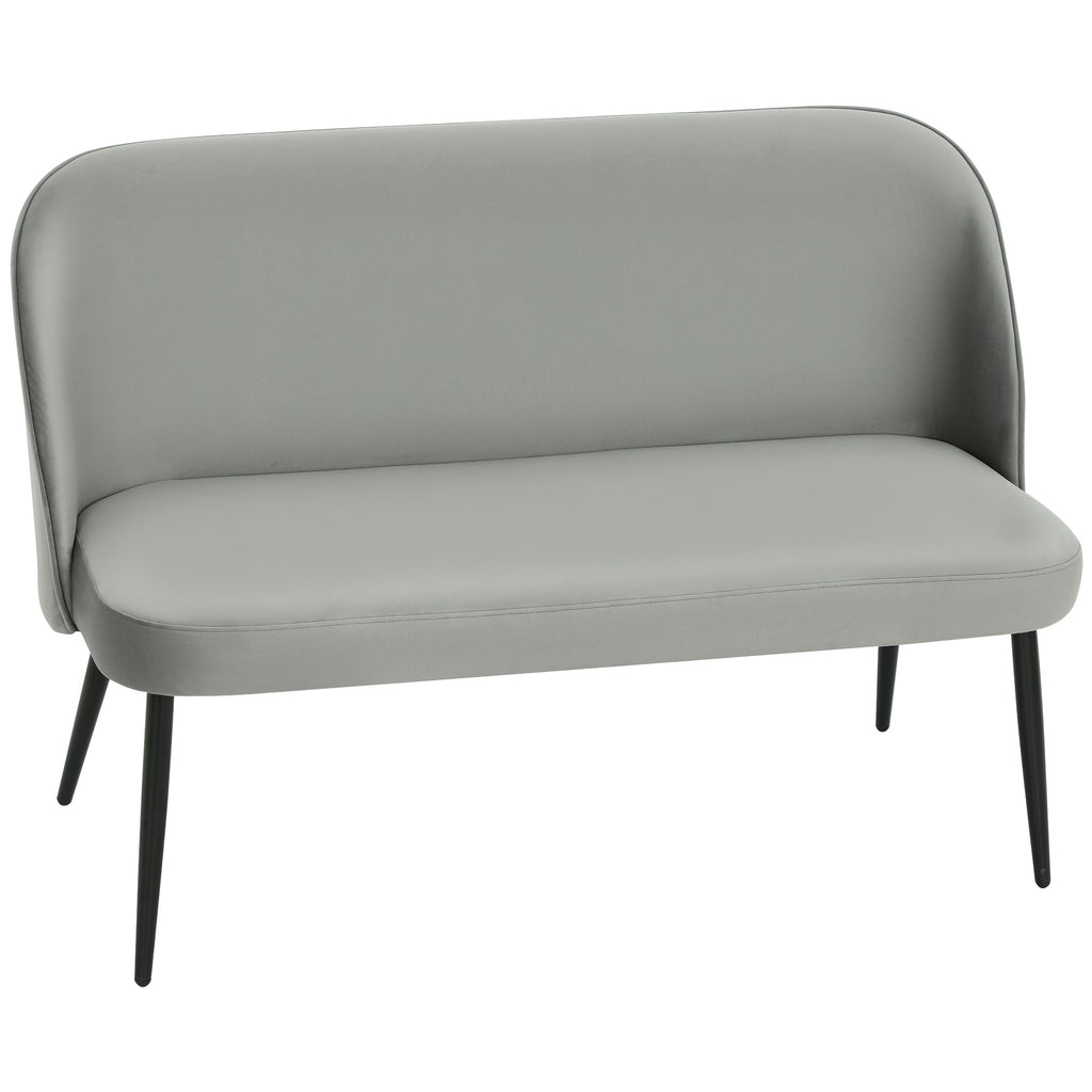 2-Sitzer-Sofa, moderne Polstercouch mit Metall- und Holzrahmen, samtartiger Stoffbezug, Grau
