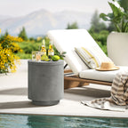 Outdoor-Tisch, Beistelltisch mit K¨¹hler, Eiseimer, Hellgrau