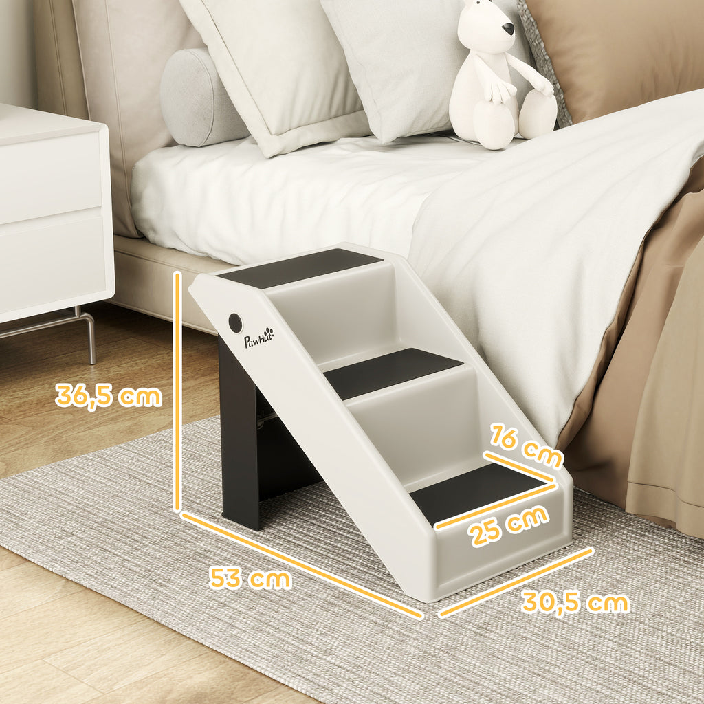 Hundetreppe 3 Stufen 36,5 cm Hoch Haustiertreppe f¨¹r Kleine Hunde klappbar f¨¹r Bett, Sofa, Couch Auto Cremewei?