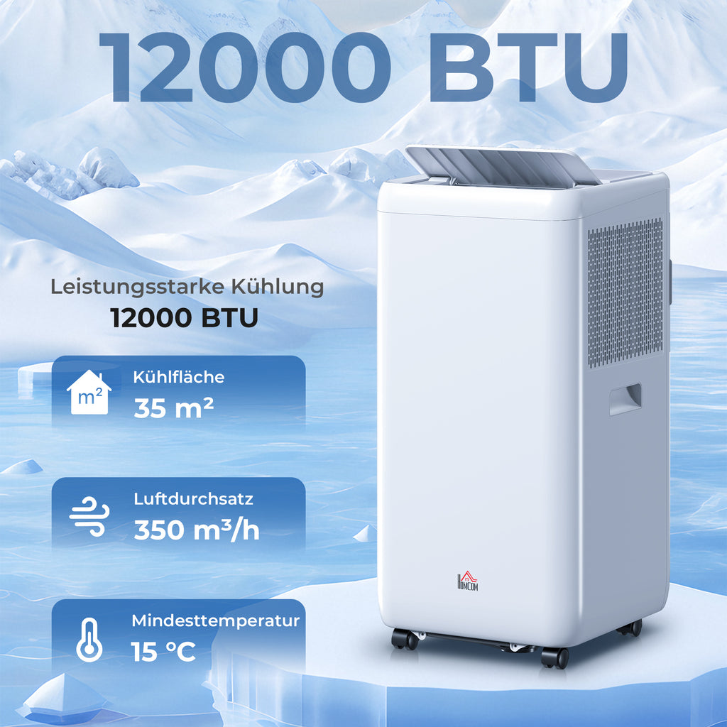 Mobiles Klimagerät mit Abluftschlauch 12000 BTU 3,5 kW, 5-in-1, 24h-Timer, Fernbedienung bis 35㎡