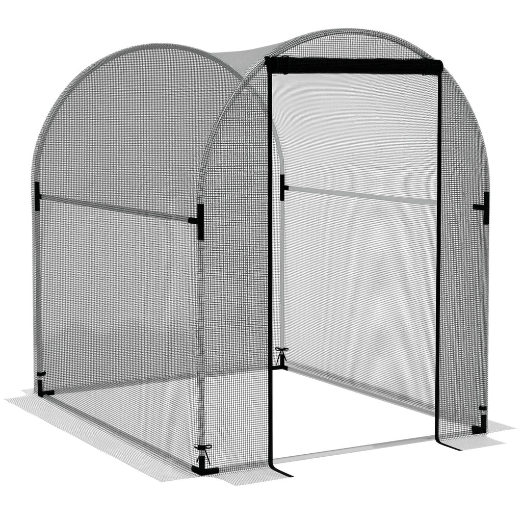 Pflanzenschutznetz, Vogelschutz, mit Tür und stabilem Stahlrahmen, 1,2x1,5x1,5m, Schwarz/Silber