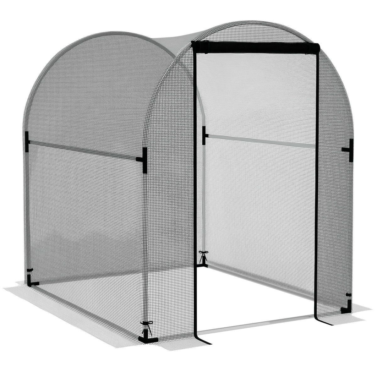 Pflanzenschutznetz, Vogelschutz, mit Tür und stabilem Stahlrahmen, 1,2x1,5x1,5m, Schwarz/Silber
