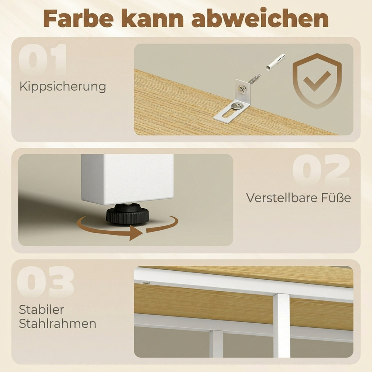 Küchenregal mit Stauraum, Mikrowellenregal mit 3 Körben und Schrank, 100 x 35 x 80 cm, Weiß