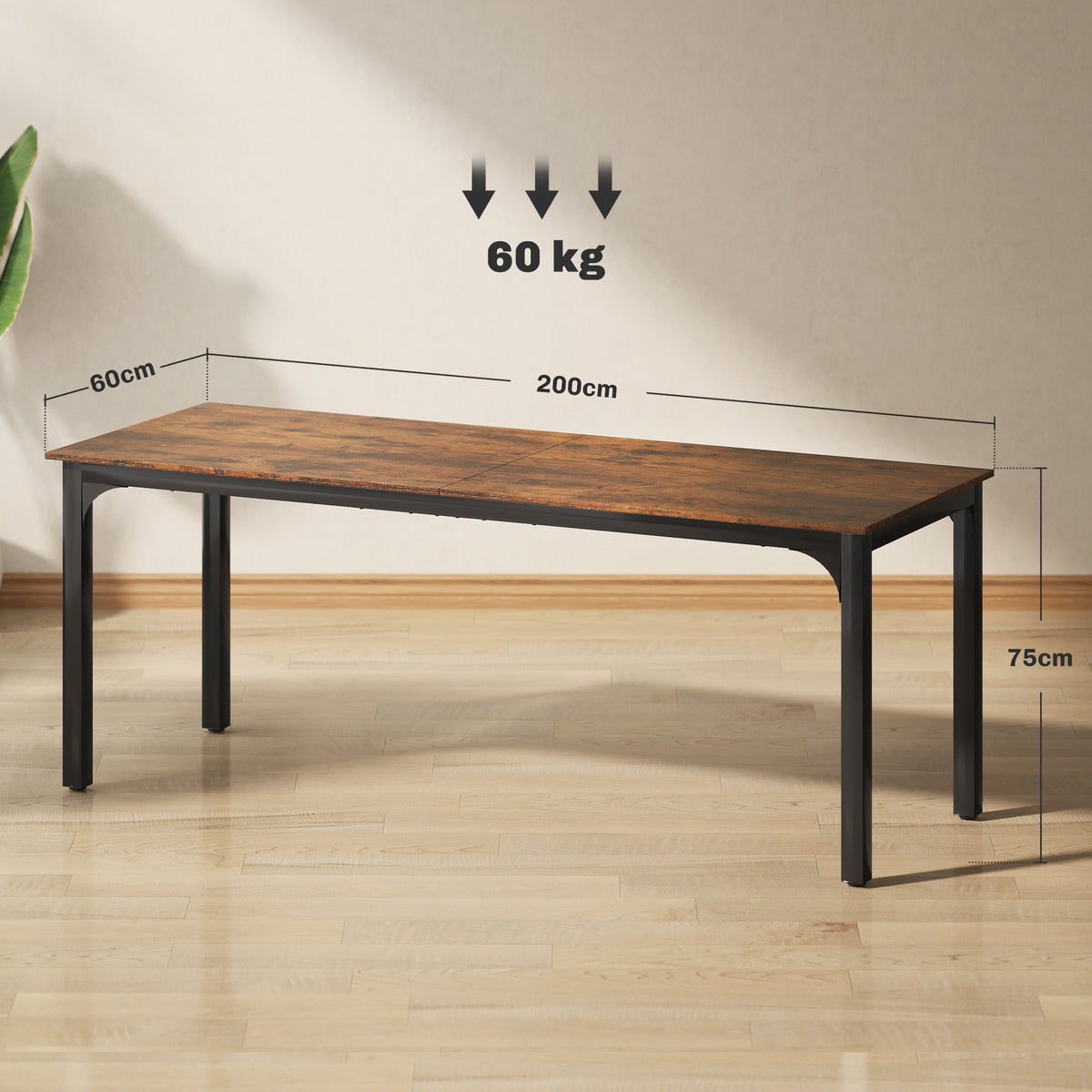 Schreibtisch, Computertisch, rustikales Design, viel Platz, Spanplatte, Braun