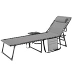 Five-Position Reclining Sun Lounger - Grey