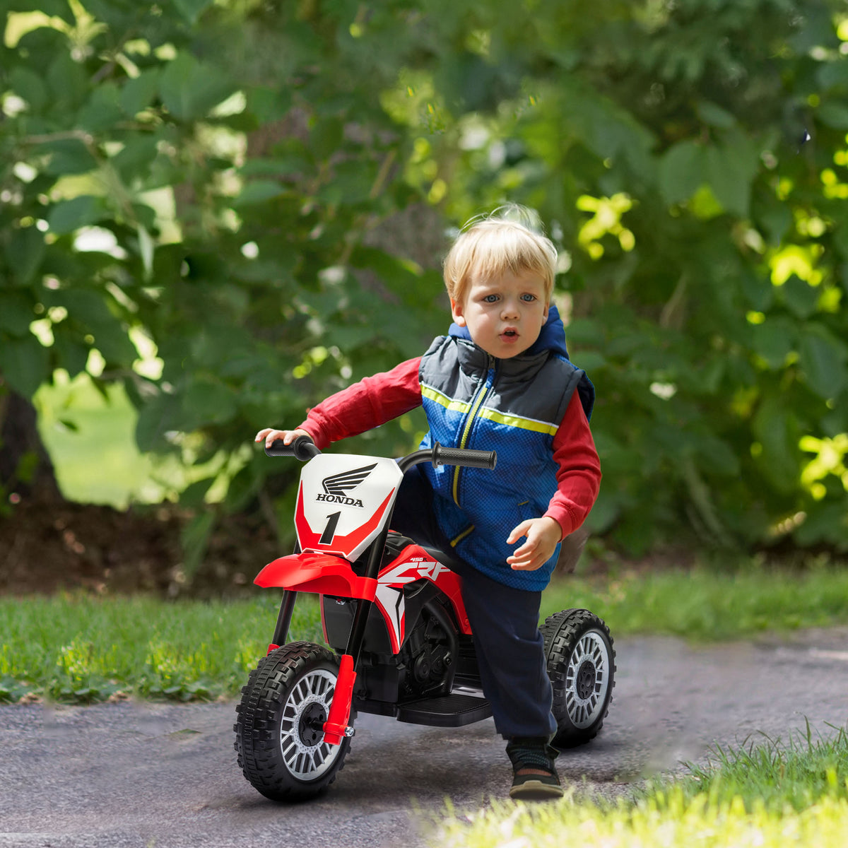 Elektro Kindermotorrad Honda, 3 km/h, Soundeffekte, f¨¹r 18-36 Monate, Rot