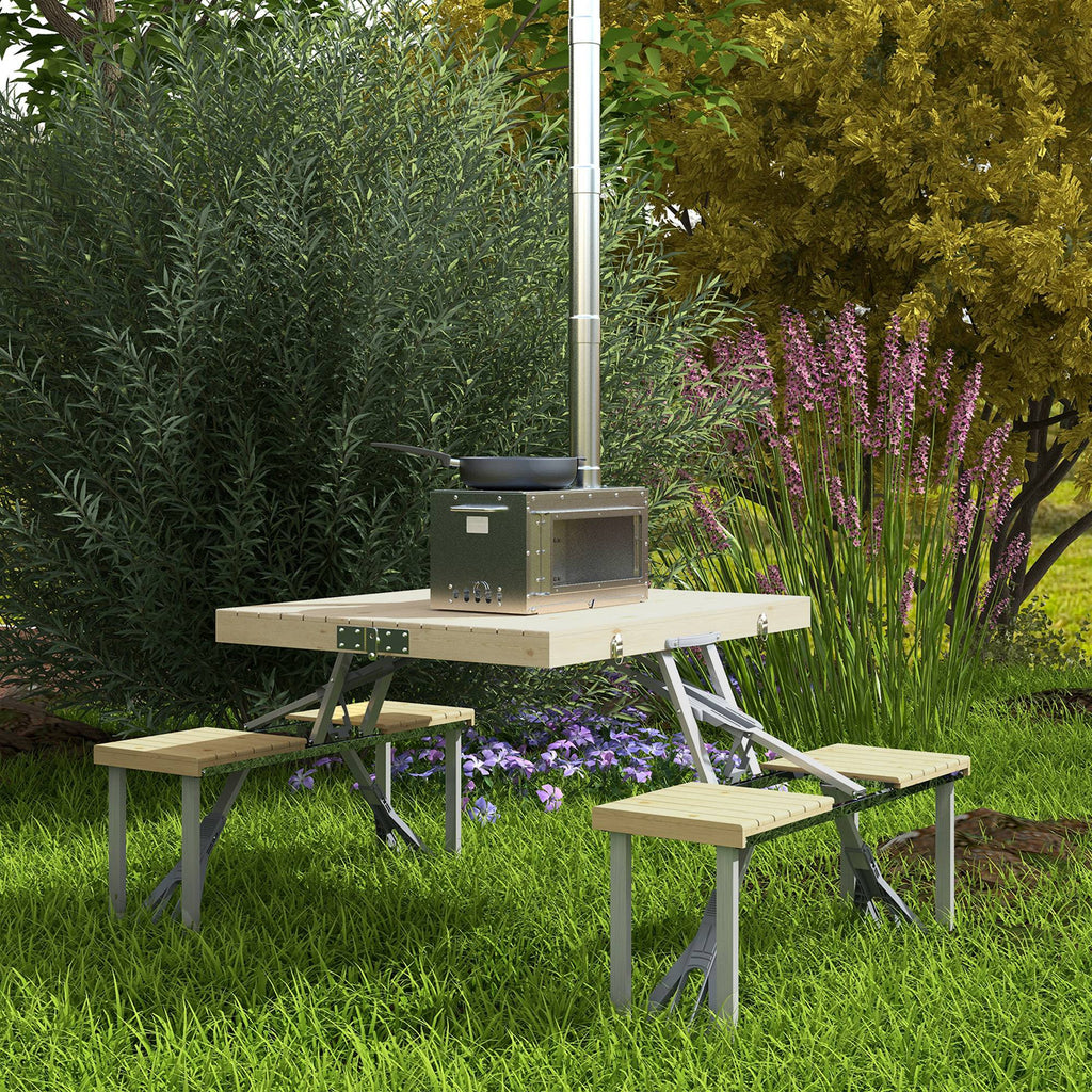 Four-Seat Folding Picnic Table - Natural Finish
