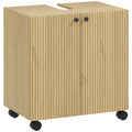 Waschbecken-Unterschrank f¨¹r Badezimmer, 3-stufiges Regal, R?der, Holz