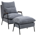 Sessel mit Ottomane Polstersessel Relaxsessel, inkl. Kissen, 68 cm x 91,5 cm x 88 cm, Hellgrau