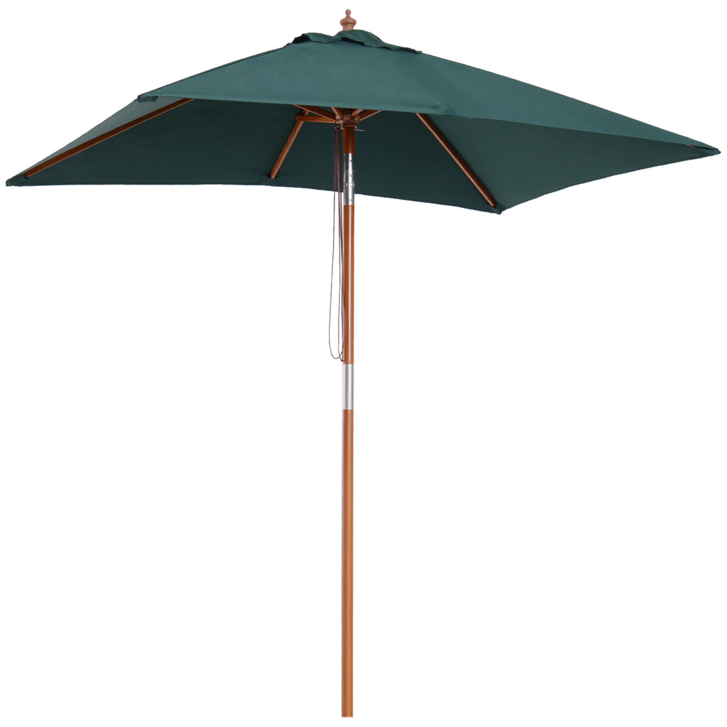 2m Tilting Wooden Pole Parasol - Green