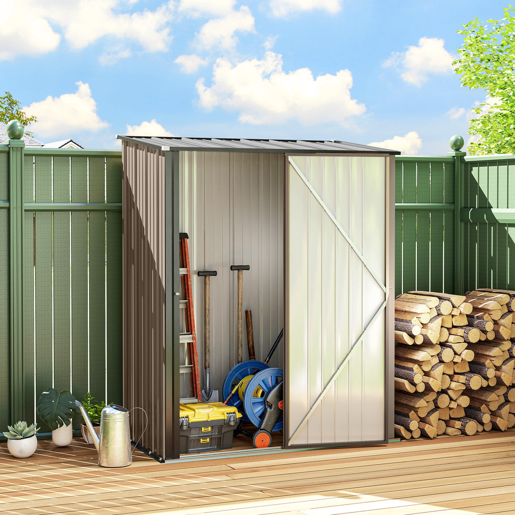 5.3 x 3.1ft Corrugated Steel Garden Shed - Brown