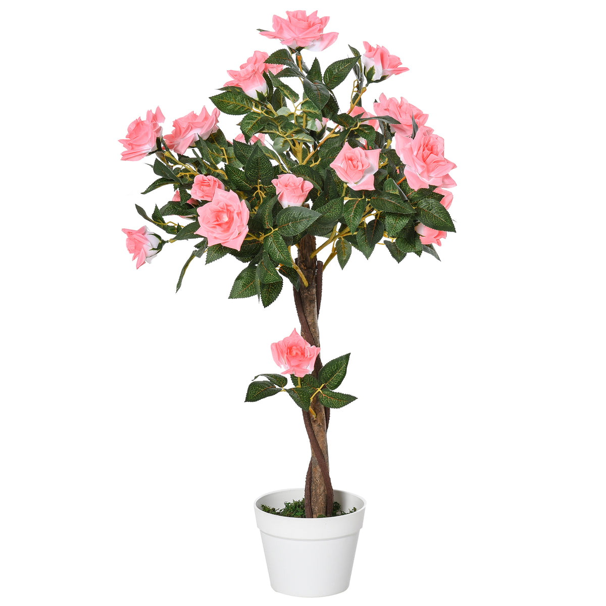 Artificial Plants Pink Rose Floral in Pot, Fake Plants for Home Indoor Decor, 90cm