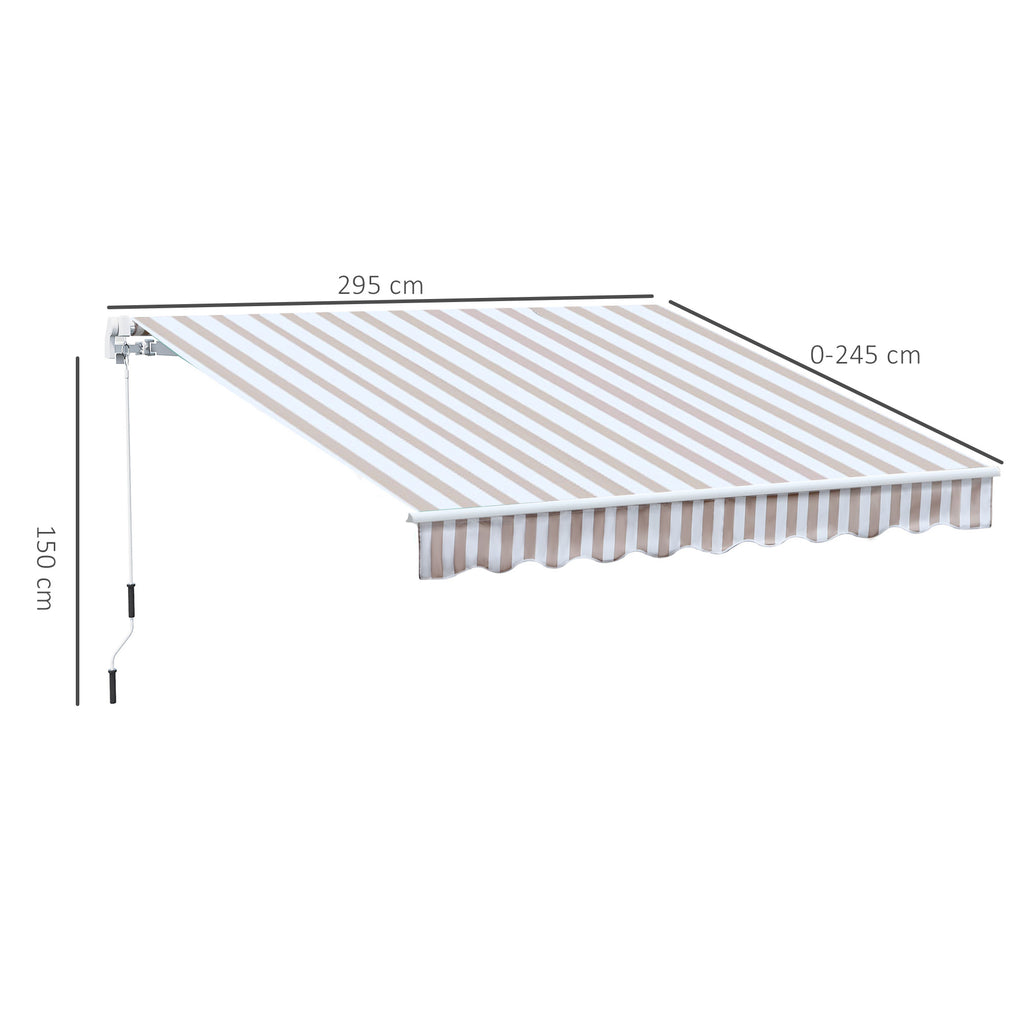 Markise mit Handkurbel, Gelenkarmmarkise, Sonnenschutz, Wandmontage, Balkon, Alu Berge 3 x 2,5 m