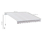 Markise mit Handkurbel, Gelenkarmmarkise, Sonnenschutz, Wandmontage, Balkon, Alu Berge 3 x 2,5 m