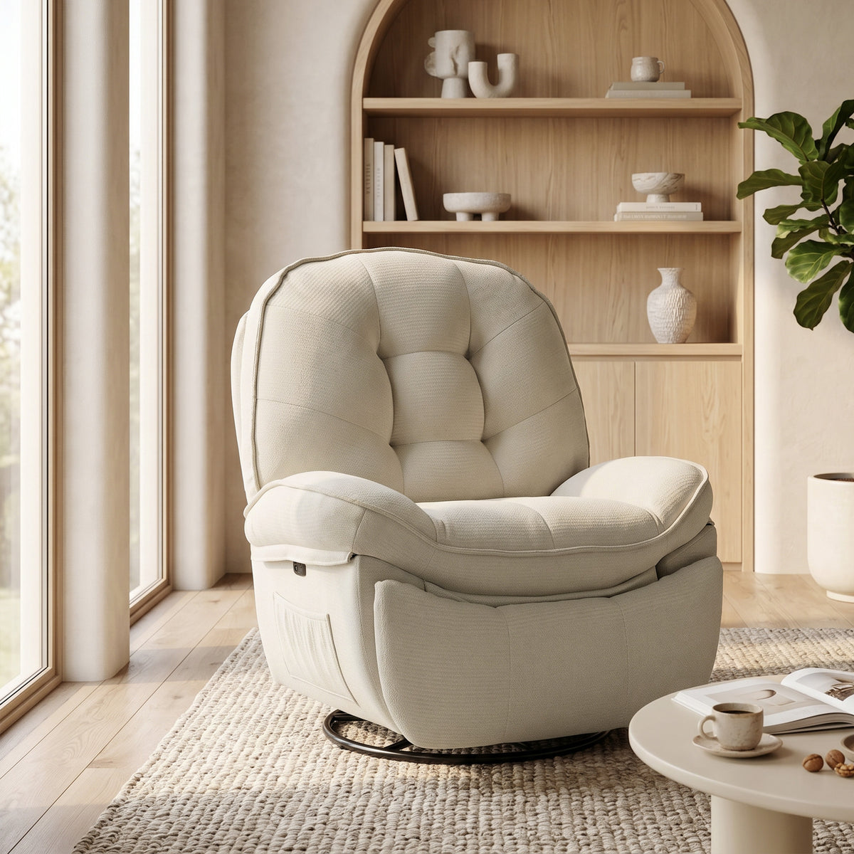 Relaxsessel Fernsehsessel mit Liegefunktion, Drehbarer Ruhesessel mit Wippfunktion, für Wohnzimmer, Schlafzimmer