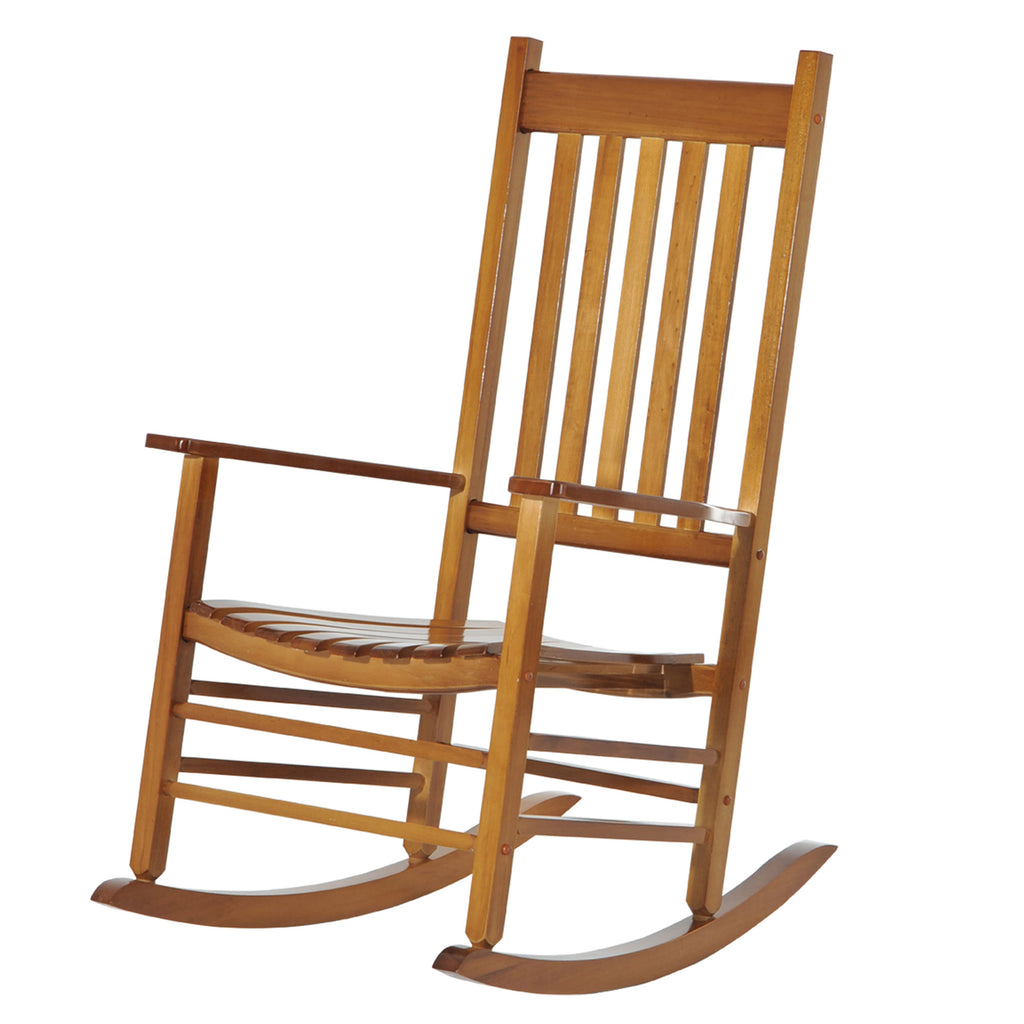 Schaukelstuhl aus Holz mit Armlehne Schwingsessel Relaxstuhl Gartenstuhl Natur 69 x 86 x 115 cm