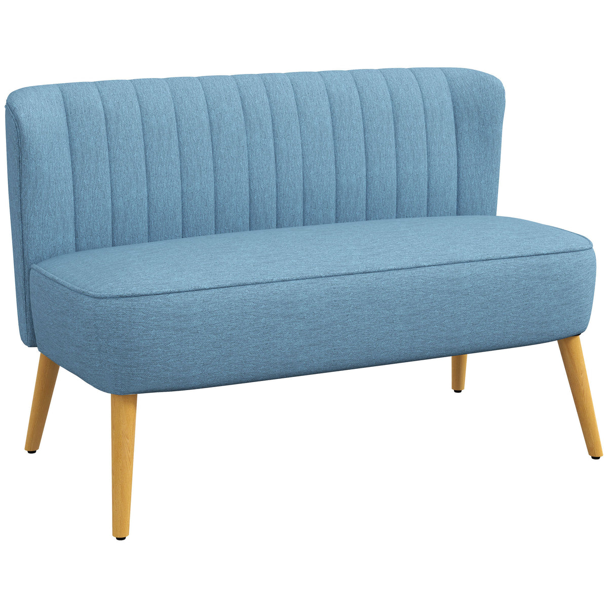 2-Sitzer Sofa, weiche Polsterung, pflegeleichter Bezug, bis 220 kg, 117 x 56,5 x 77 cm, Blau
