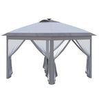 3,3 x 3,3 m Faltpavillon mit LED-Beleuchtung, Meshvorhänge, Tragetasche, Grau