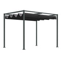 Pergola ca. 3x2m Garten Pavillon Terrassendachung Metall Freistehender Gartenpavillon mit Verstellbares Dach, UV Schutz, Sonnenschutz für Terrasse und Garten, Schwarz+Grau