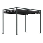 Pergola ca. 3x2m Garten Pavillon Terrassendachung Metall Freistehender Gartenpavillon mit Verstellbares Dach, UV Schutz, Sonnenschutz für Terrasse und Garten, Schwarz+Grau