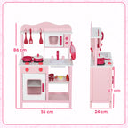 Kinderk¨¹che zum Spielen, Zubeh?r aus Holz, K¨¹chenger?te, kompakt, Ger?usche, Rosa