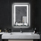 LED-Badspiegel, dimmbar, Anti-Beschlag, Touch-Schalter, Ablage, 50 x 70 cm, Silber