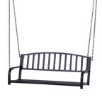  Garden Swing Chair Patio Metal 2 Seater Swing Bench Porch Balcony Bench Loveseat Minimalist Style - Black