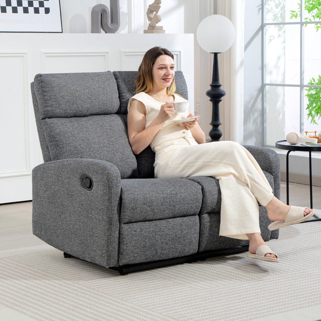 2-Sitzer-Sofa, individuell verstellbare R¨¹ckenlehnen, Fu?st¨¹tze, Stoffbezug, Stahl, Grau