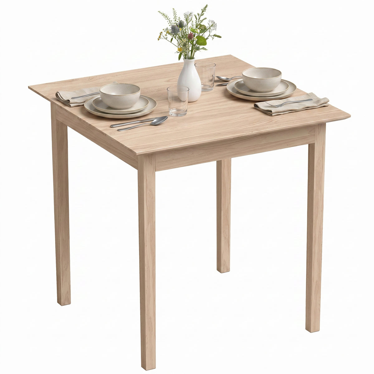 Küchentisch Esstisch Quadratischer Tisch, modernes Design, 75 cm x 75 cm x 76 cm, Naturholz