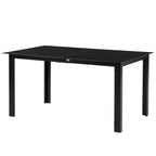 Outdoor Dining Table for 6, Aluminium Rectangular Garden Table with Tempered Glass Tabletop for Yard, Patio, Black