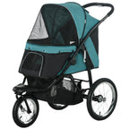 Foldable Pet Stroller Jogger, with Three Wheels, Canopy, for Medium and Small Dogs, Green