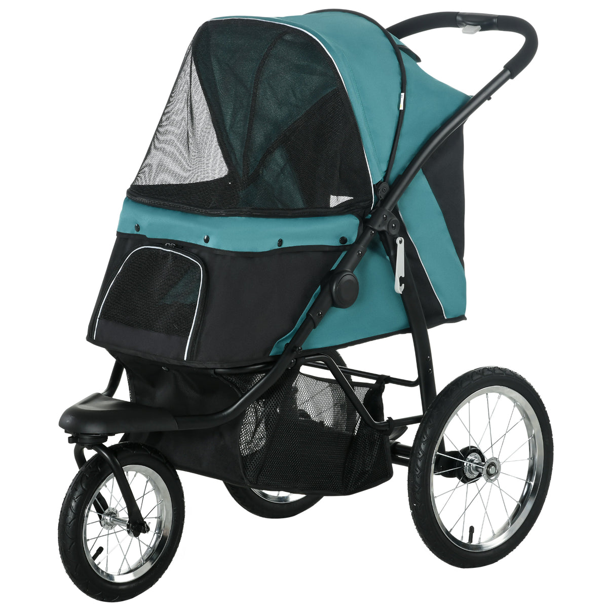 Foldable Pet Stroller Jogger, with Three Wheels, Canopy, for Medium and Small Dogs, Green
