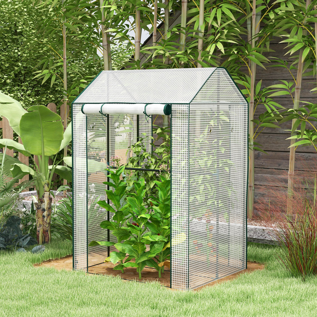 Green House, Mini Greenhouse with 2 Roll-up Doors, Vent Holes and Reinforced Cover, 100 x 80 x 150cm