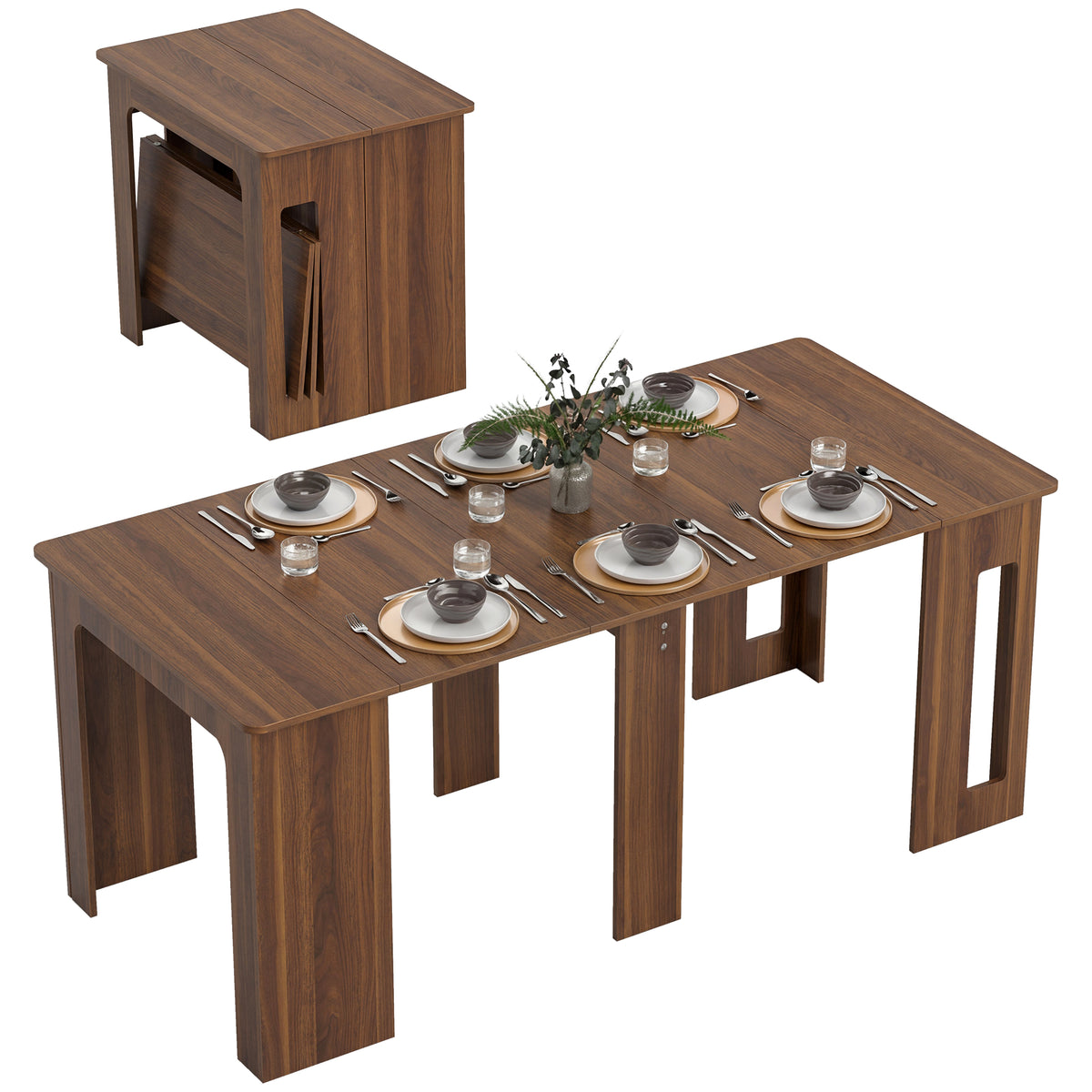 Ausklappbarer Esstisch Ausziehbarer Esstisch Esstisch, mobil, modernes Design, 180cm x 85cm x 75cm, Braun